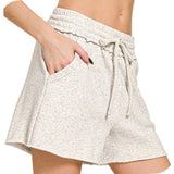 Zenana Fleece Raw Hem Shorts-Lounge Shorts -Tons of Colors