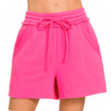 Zenana Fleece Raw Hem Shorts-Lounge Shorts -Tons of Colors
