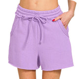 Zenana Fleece Raw Hem Shorts-Lounge Shorts -Tons of Colors
