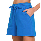 Zenana Fleece Raw Hem Shorts-Lounge Shorts -Tons of Colors