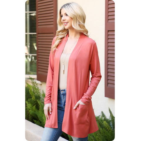 Ashlyn’s Casually Classy Long Sleeve Terracotta Cardigan-Outerwear