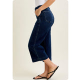 JUDY BLUE HW Ankle Wide Trouser-Capris