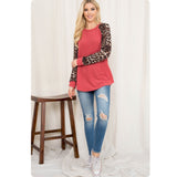 Ashlyn’s Rust Leopard Long Sleeve Raglan Top- Women’s Tunic