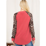 Ashlyn’s Rust Leopard Long Sleeve Raglan Top- Women’s Tunic