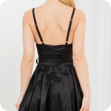Ashlyn’s Sweetheart Black Taffeta Hi/Lo Mini Dress