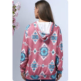 Ashlyn’s Mauve Turquoise Aztec Print Ultra Soft Hoodie-Pullover