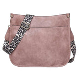 Pink Leather Cross Body Bag with Leopard Strap-Satchel-Purse