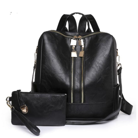Black Versatile Backpack with Pouch-Satchel-Purse-Shoulder Bag