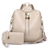 Cream Versatile Backpack with Pouch-Satchel-Purse-Shoulder Bag
