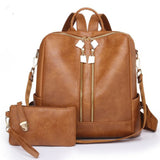 Tan Versatile Backpack with Pouch-Satchel-Purse-Shoulder Bag
