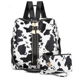 Cow Print Versatile Backpack with Pouch-Satchel-Purse-Shoulder Bag