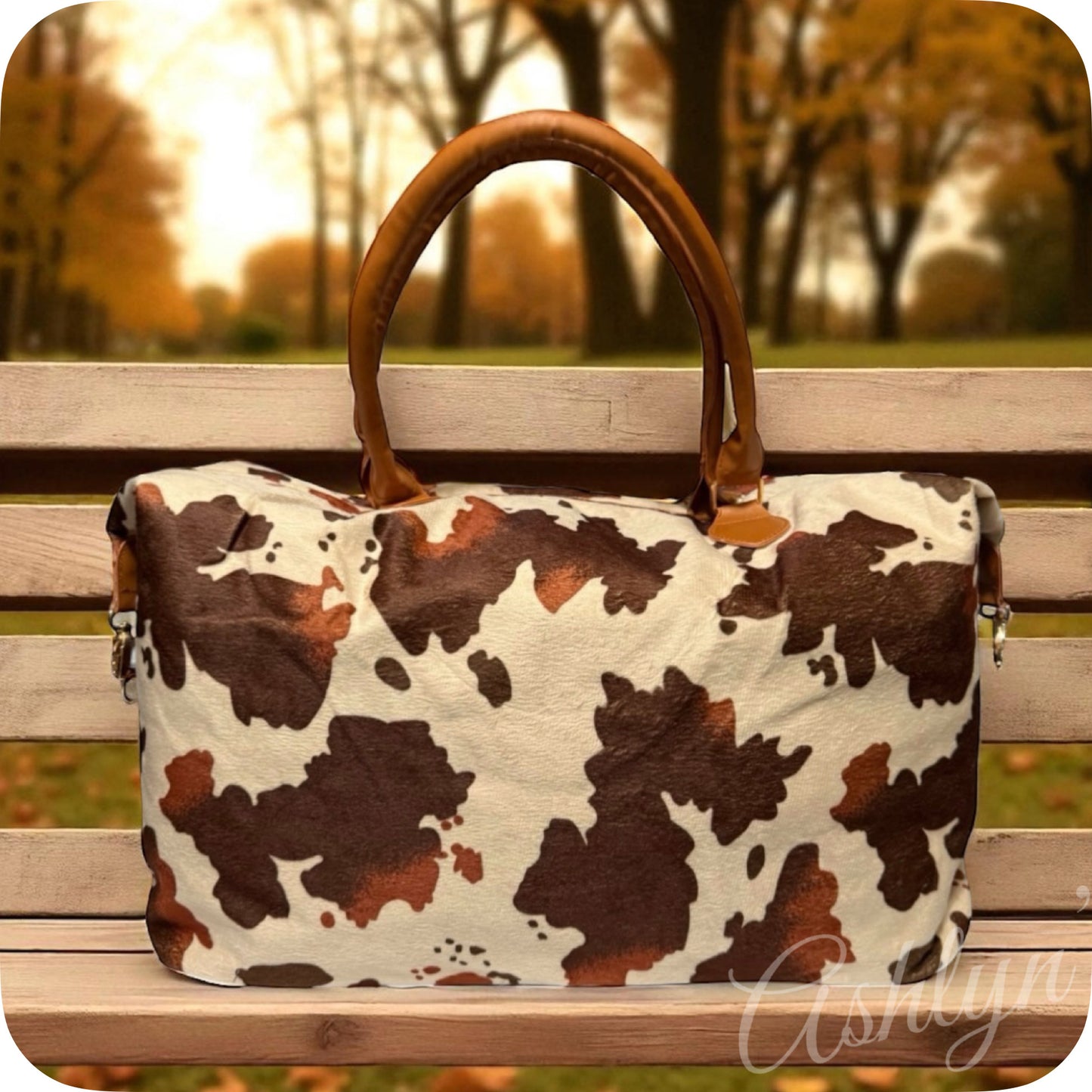XL Cow Print Weekender Tote Bag-Shoulder Bag-Sling Bag-Purse