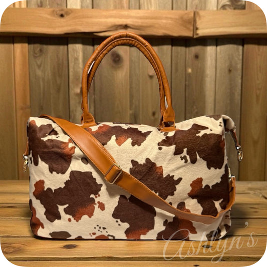 XL Cow Print Weekender Tote Bag-Shoulder Bag-Sling Bag-Purse