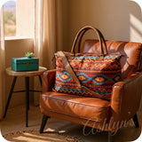 XL Brick Turquoise Aztec Weekender Tote Bag-Shoulder Bag-Purse