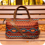 XL Brick Turquoise Aztec Weekender Tote Bag-Shoulder Bag-Purse