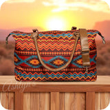 XL Brick Turquoise Aztec Weekender Tote Bag-Shoulder Bag-Purse