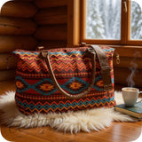 XL Brick Turquoise Aztec Weekender Tote Bag-Shoulder Bag-Purse