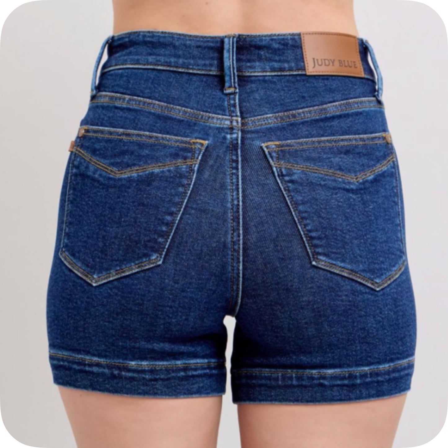 JUDY BLUE High Waist Tummy Control Dark Denim Shorts
