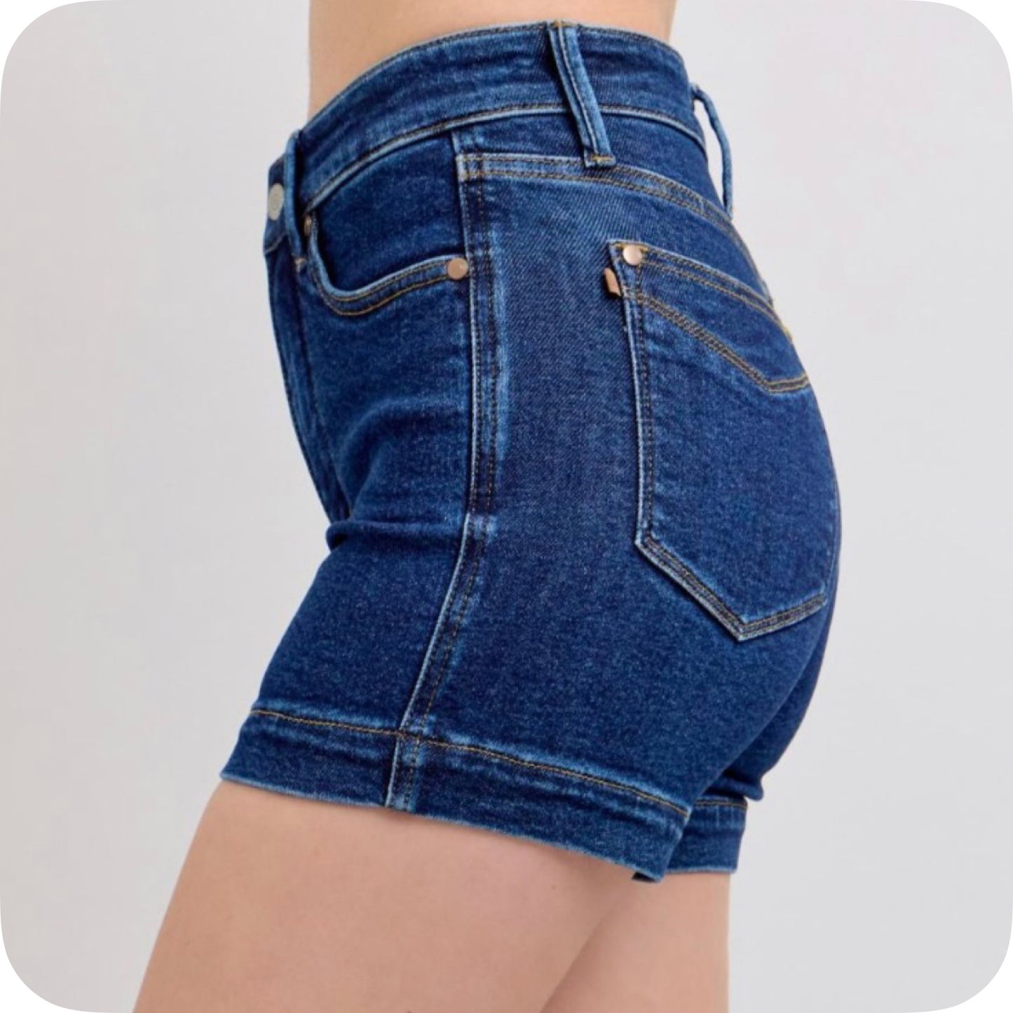 JUDY BLUE High Waist Tummy Control Dark Denim Shorts