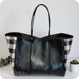 XXL Black Buffalo Plaid Expandable Purse-Tote Bag