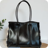 XXL Black Buffalo Plaid Expandable Purse-Tote Bag