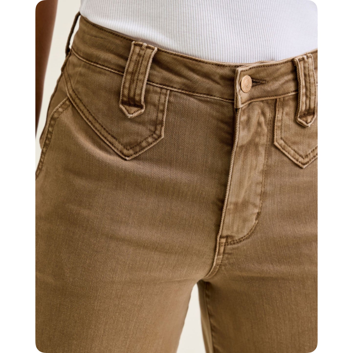 JUDY BLUE High Waist Ankle Wide Golden Brown Jeans