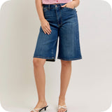 JUDY BLUE High Waist Dark Denim Shorts-Jorts