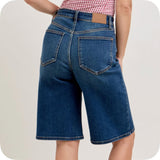 JUDY BLUE High Waist Dark Denim Shorts-Jorts