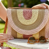 Boho Rose-Natural and Brownish Gold Mix Straw Crossbody Bag-Purse-Satchel