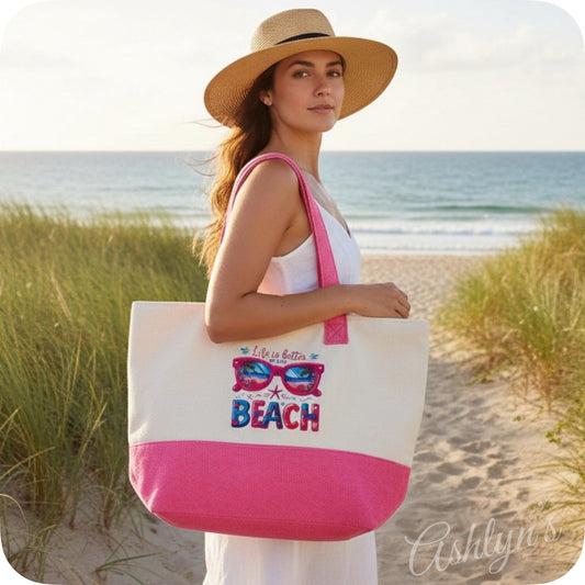 Summer Fun-Life is Better at the Beach Terry Tote Bag-Purse
