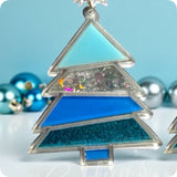 Color Me Festive-Large Blue Christmas Tree Earrings
