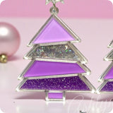Color Me Festive-Large Purple Christmas Tree Earrings