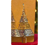 Silver Gold Christmas Tree Tiered Dangle Earrings