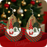 Adorable Christmas Gnome Faux Leather Earrings