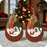 Adorable Christmas Gnome Faux Leather Earrings