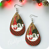Adorable Christmas Gnome Faux Leather Earrings