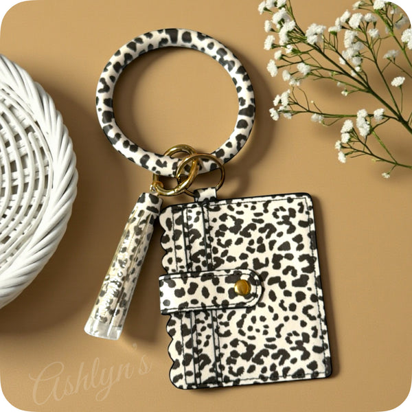 Animal Print Bangle ID Wallet with Tassel Charm