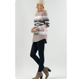 Tribal Print Taupe Pink Color Block Plus Size Sweater Top