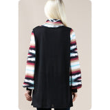Cozy Aztec Cowl Neck Kangaroo Pocket Black Sweater Top