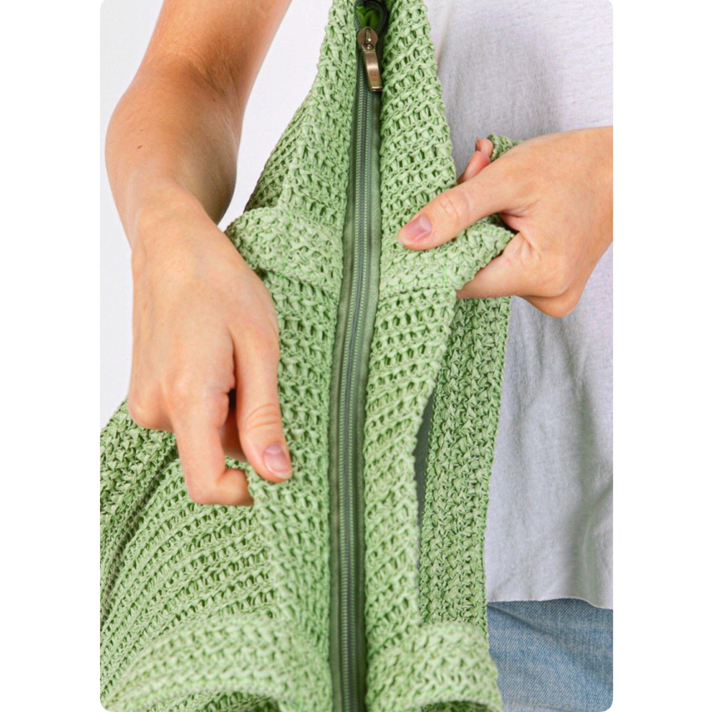 XL Olive Crochet Straw Bag-Tote Bag-Weekender Bag-Purse