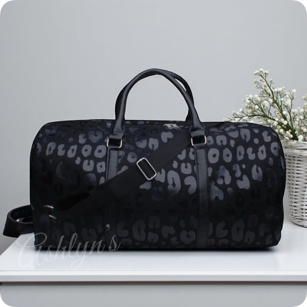 Every Girls Must-XXL Faux Leather Black Animal Print Weekender-Tote-Duffel Bag-Luggage