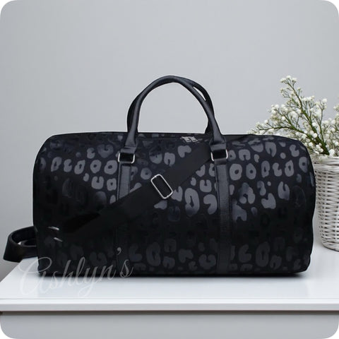 Every Girls Must-XXL Faux Leather Black Animal Print Weekender-Tote-Duffel Bag-Luggage