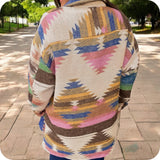 Hello Beautiful! Jennifer Pink Brown Highlights Tribal Aztec Shacket-Jacket