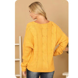 Ashlyn’s V Neck Mustard Cable Knit Sweater