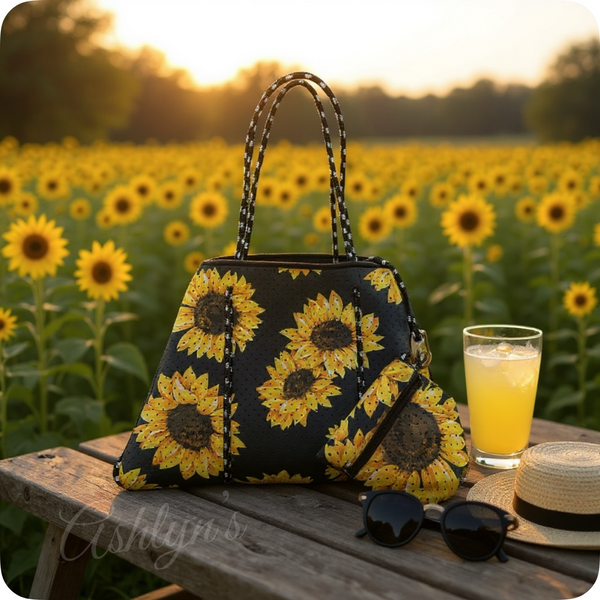 XL Neoprene Sunflower Tote Bag