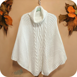 Casually Classy White Turtleneck Sweater Poncho-