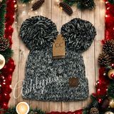 Cozy Cute Thick Pepper Knit Dual Pom Adult CC Beanies-Winter Hat