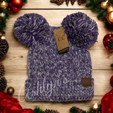 Cozy Cute Thick Pepper Knit Dual Pom Adult CC Beanies-Winter Hat