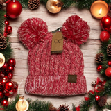 Cozy Cute Thick Pepper Knit Dual Pom Adult CC Beanies-Winter Hat