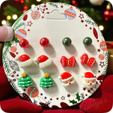 Adorable Set of 6 Christmas Theme Stud Earrings